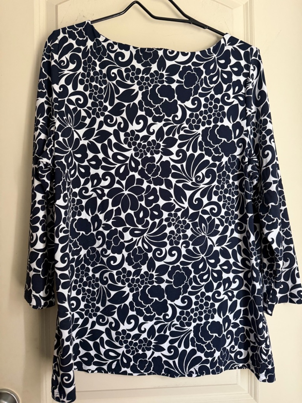 Charter Club Navy and White Floral 3/4 Sleeve Tunic top XL professional office - Picture 7 of 7